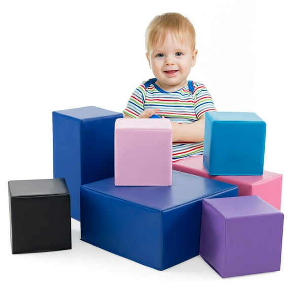 CIPACHO 7-Piece Big Foam Building Blocks for Toddlers and Kids, Colourful Building Blocks, Stacking Block Sets, Throwing Toys