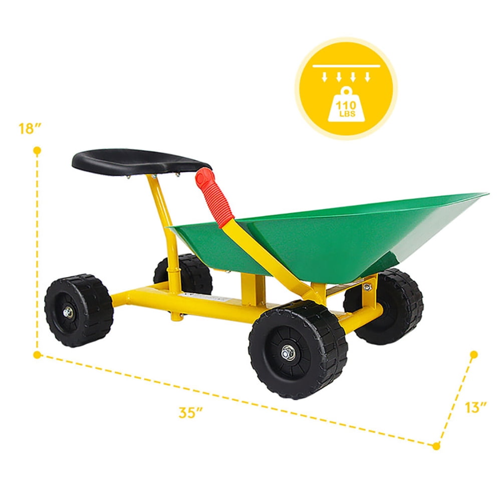 CIPACHO 8 Inch Heavy Duty Kids Ride-on Sand Dumper with 4 Wheels, Pretend Play Outdoor Toys, Green CIPACHO 8 Inch Heavy Duty Kids Ride-on Sand Dumper with 4 Wheels, Pretend Play Outdoor Toys, Green