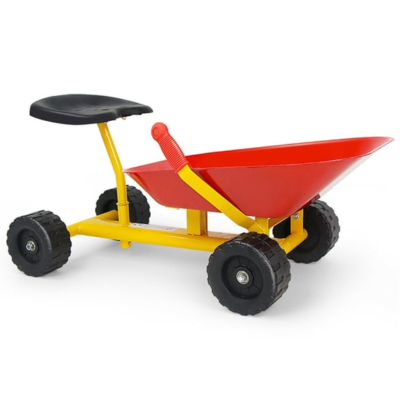 CIPACHO 8 Inch Heavy Duty Kids Ride-on Sand Dumper with 4 Wheels, Pretend Play Outdoor Toys, Red