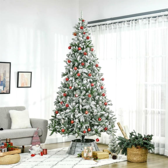 CIPACHO 9' Tall Unlit Snow Flocked Pine Artificial Christmas Tree with Realistic Branches, Christmas Decor for Indoor Outdoor, Green