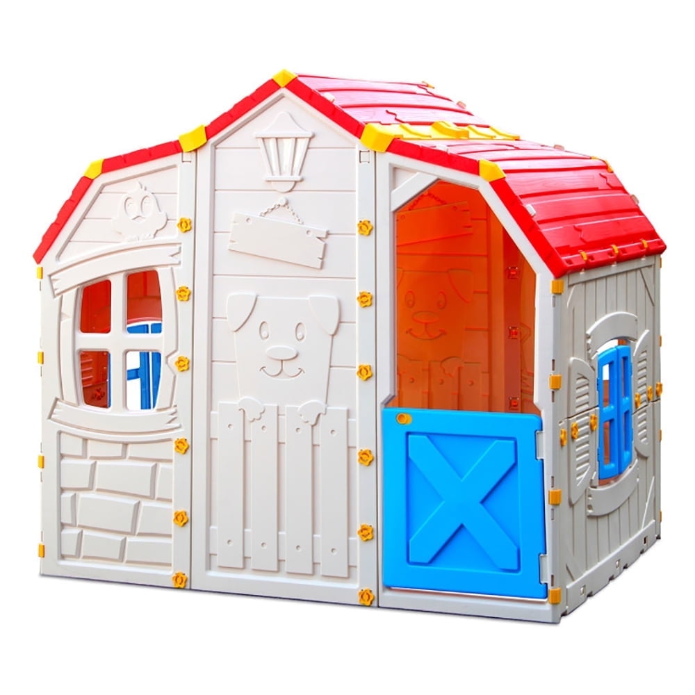 CIPACHO Cottage Kids Playhouse with Openable Windows and Working Door, Toddler Outdoor Playhouse, Red CIPACHO Cottage Kids Playhouse with Openable Windows and Working Door, Toddler Outdoor Playhouse, Red