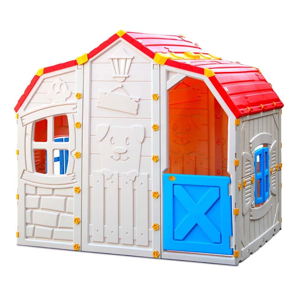 CIPACHO Cottage Kids Playhouse with Openable Windows and Working Door, Toddler Outdoor Playhouse, Red CIPACHO Cottage Kids Playhouse with Openable Windows and Working Door, Toddler Outdoor Playhouse, Red