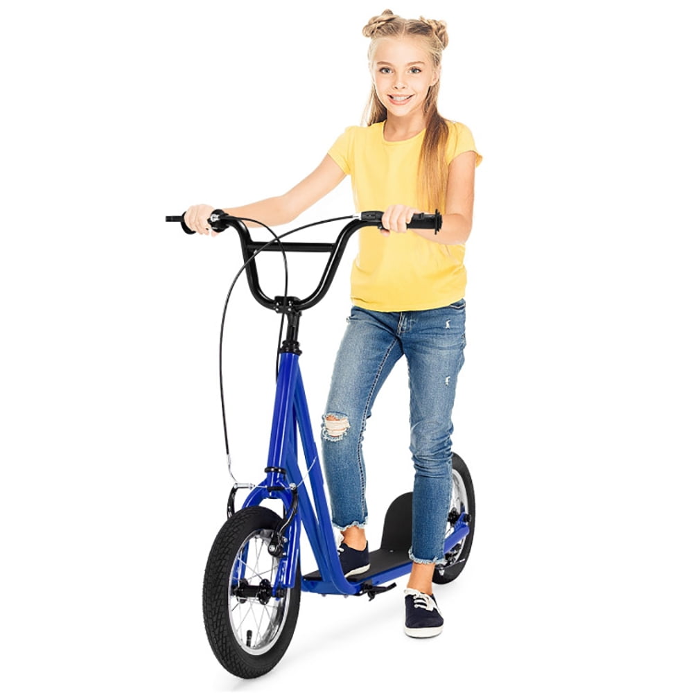 CIPACHO Height Adjustable Kid Kick Scooter with 12" Air Filled Wheel, Children Bicycle Toys for Girls Boys Ages 8-12 Years, Great Gift for Kids, Navy