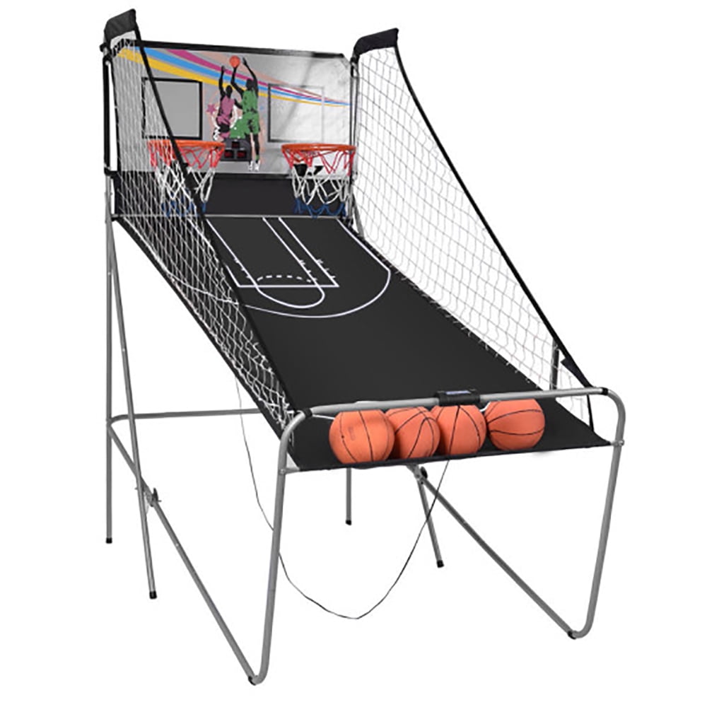 CIPACHO Indoor Double Electronic Basketball Game with 4 Balls, Indoor Kids Basketball Hoop Arcade, White