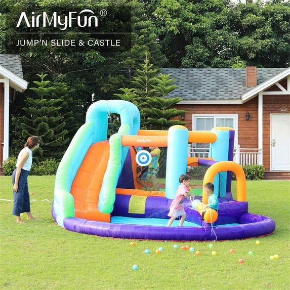 CIPACHO Inflatable Slide Water Park, Kids Inflatable Bouncer with Climbing Wall, Splash Pool, Blower, Backyard Party Gift Present