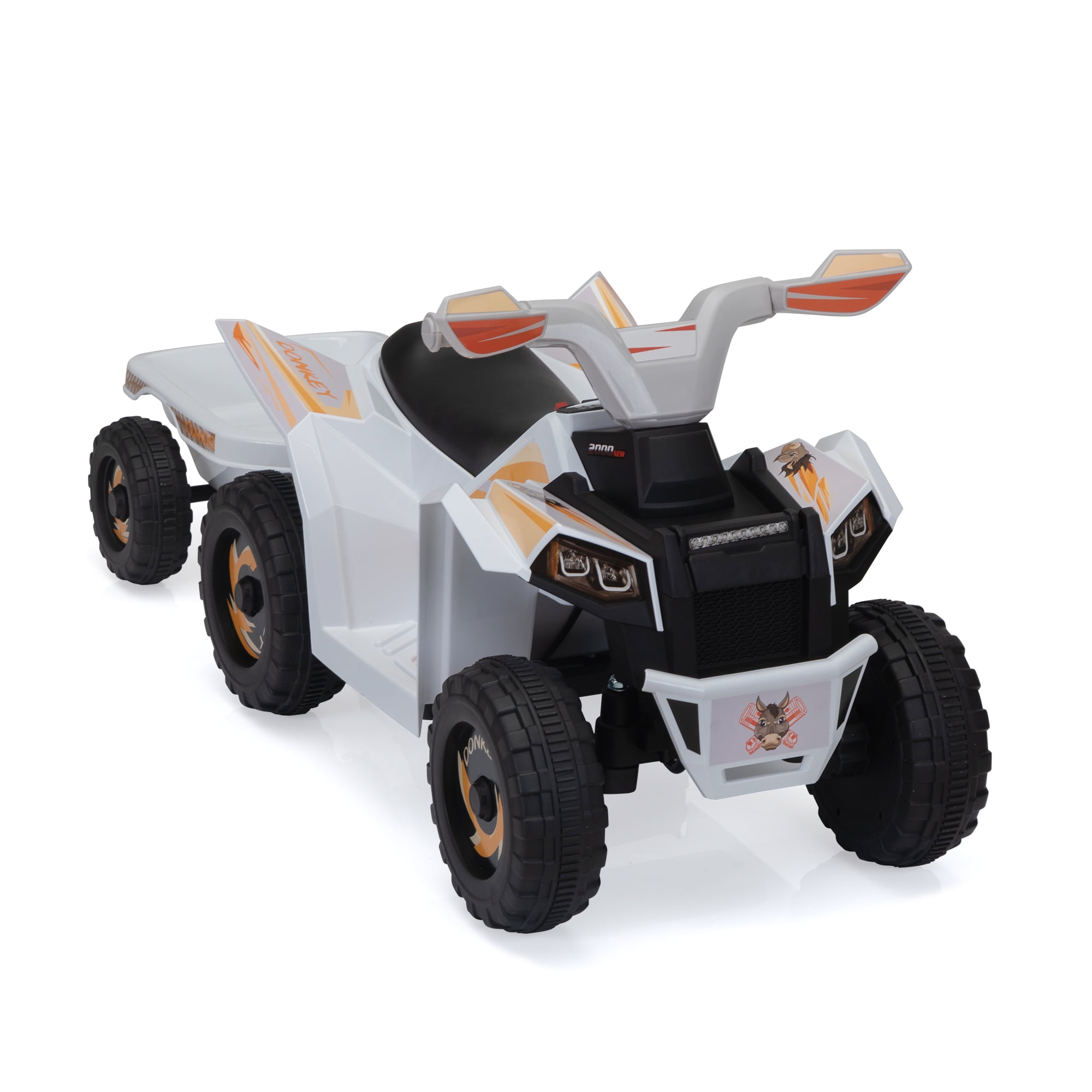 CIPACHO Kids ATV, 6V Battery Powered Electric Vehicle with Trailer, Ride on Car 4 Wheeler Quad for Toddler Boys Girls 18-36 Months, White