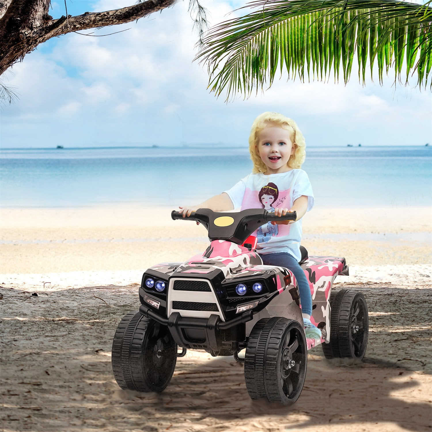 CIPACHO Kids ATV, Toddler Ride on 4 Wheeler Electric Car for Boy&Girls Age 3-8, LED Lights, Music, Perfect Gift for Kids, Pink