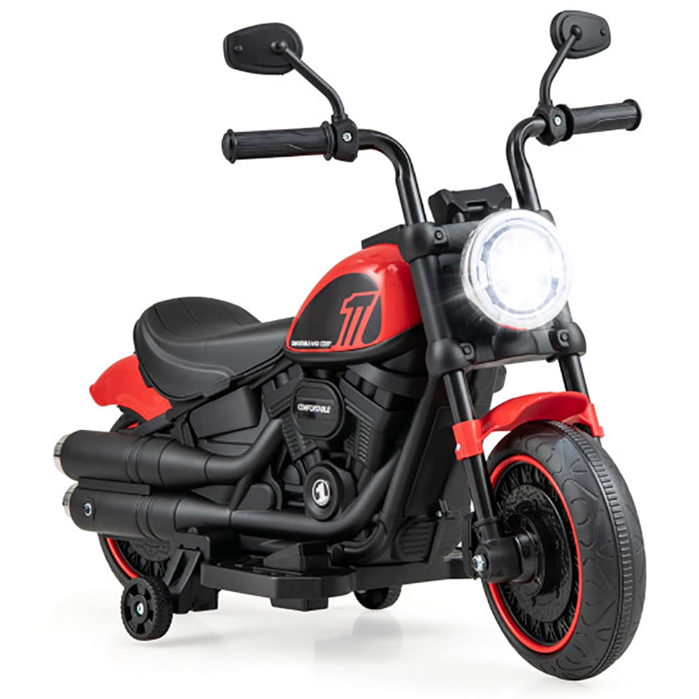 CIPACHO Kids Electric Motorcycle with Training Wheels and LED Headlights, Kids Ride On Motorcycle, Holiday Birthday Gift for Kids Ages 3-8, Red