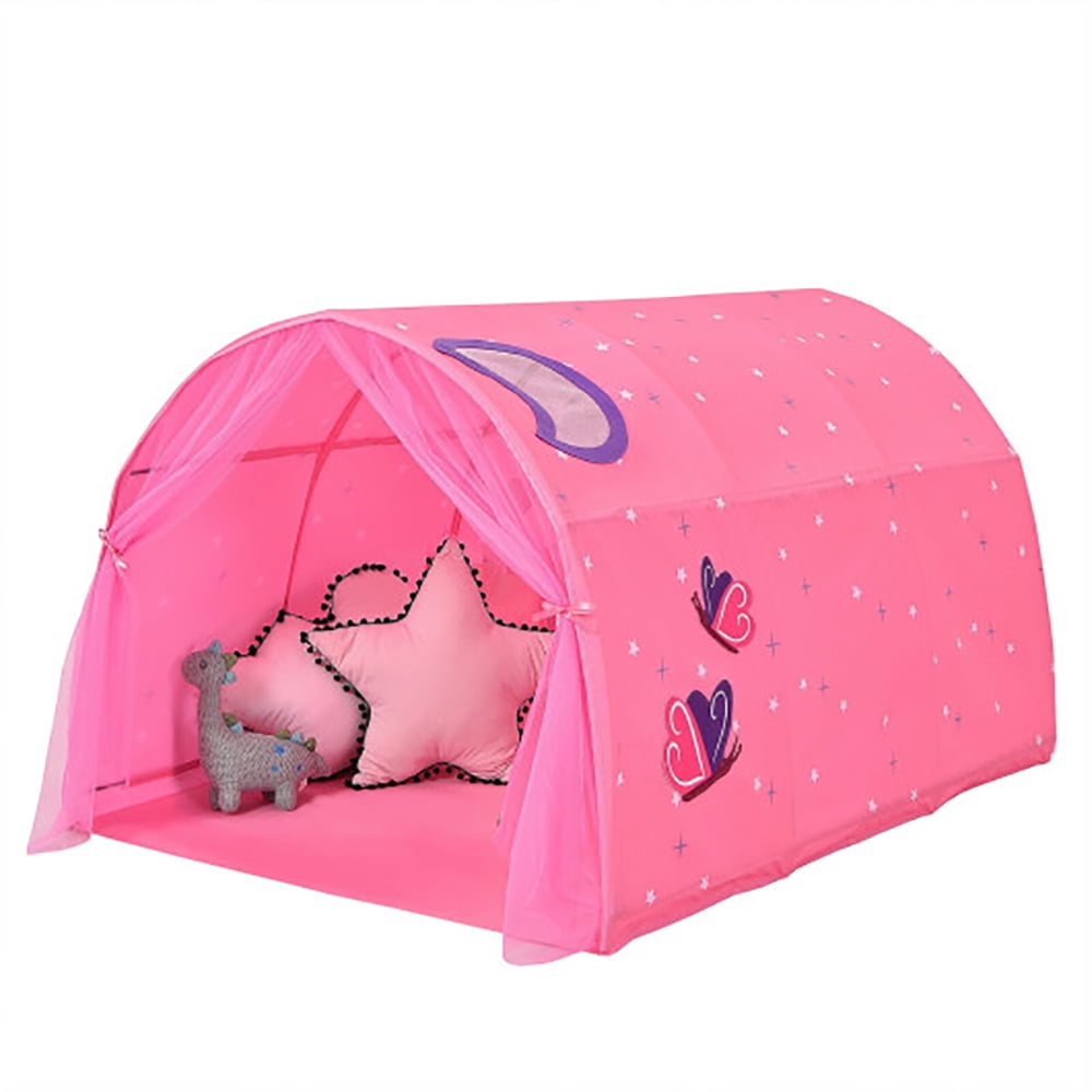 CIPACHO Kids Galaxy Starry Sky Dream Portable Play Tent with Double Net Curtain, Holiday Birthday Gift for Boys & Girls Ages 3-8, Pink