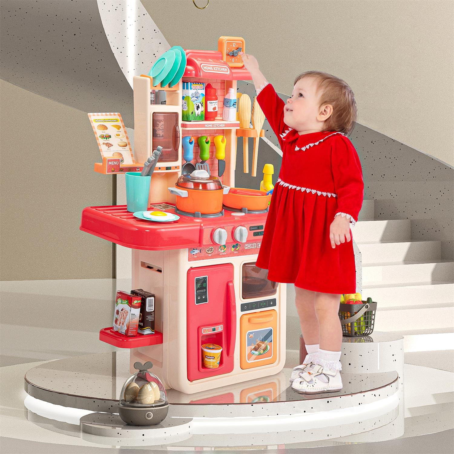 Cipacho Kids Kitchen Playset Toy, Mini Kitchen Toys With Real Sounds 