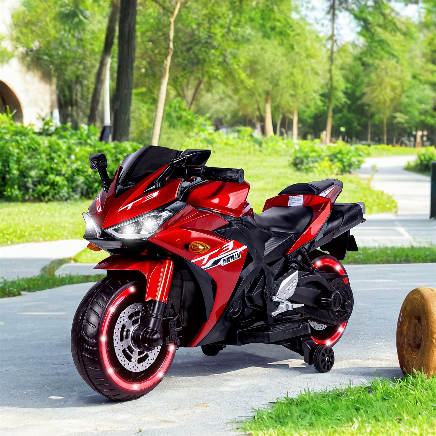 CIPACHO Kids Motorcycle 12V Powered Ride Ons for 3-6 Years Boys Girls Electric Kids Car Toys with Lightting Wheels, Red