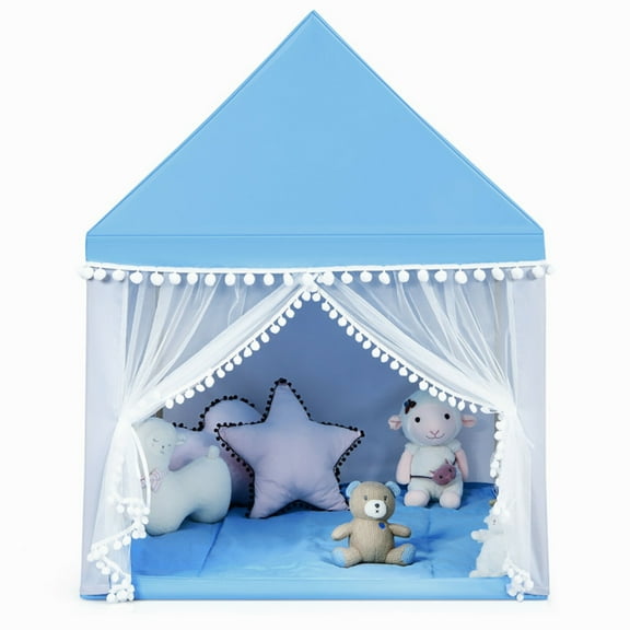 CIPACHO Kids Play Tent Large Playhouse Children Play Castle Fairy Tent Gift with Mat, Play House for Kids Ages 3-8, Blue