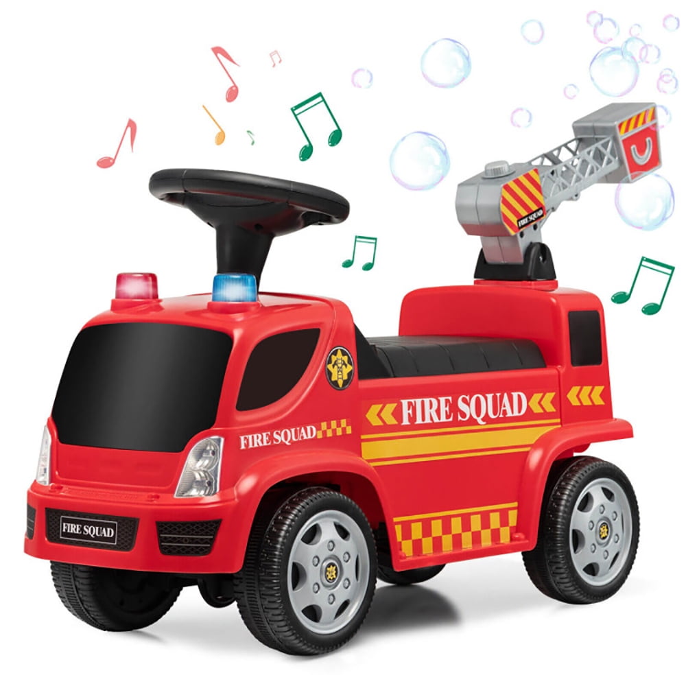 CIPACHO Kids Push Ride On Fire Truck with Ladder Bubble Maker and Headlights, Toys for Girls Boys Ages 1-3 Years, Great Gift for Kids, Red