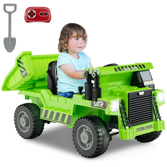 CIPACHO Kids Ride on Dump Truck 12V Ride on Car with Electric Dump Bed, Battery Powered Electric Ride on Car, 4-Wheeler Quad Car Toy, Green