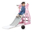 thumbnail image 1 of CIPACHO Kids Slide Playset with Basketball Hoop, Climbing Ramp, Indoor Outdoor Kids Playground, Pink, 1 of 12