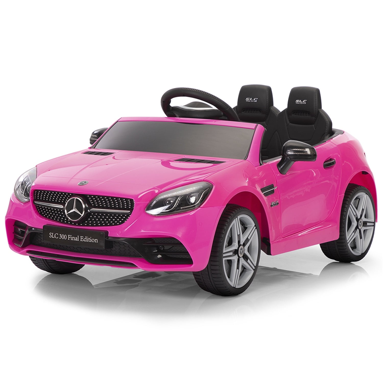 CIPACHO Licensed Benz Kids Electric Vehicle Toy, 12V Powered Ride On Car for Ages 3-6, LED Head Lights, Safe Belt, 2 Speeds, Pink