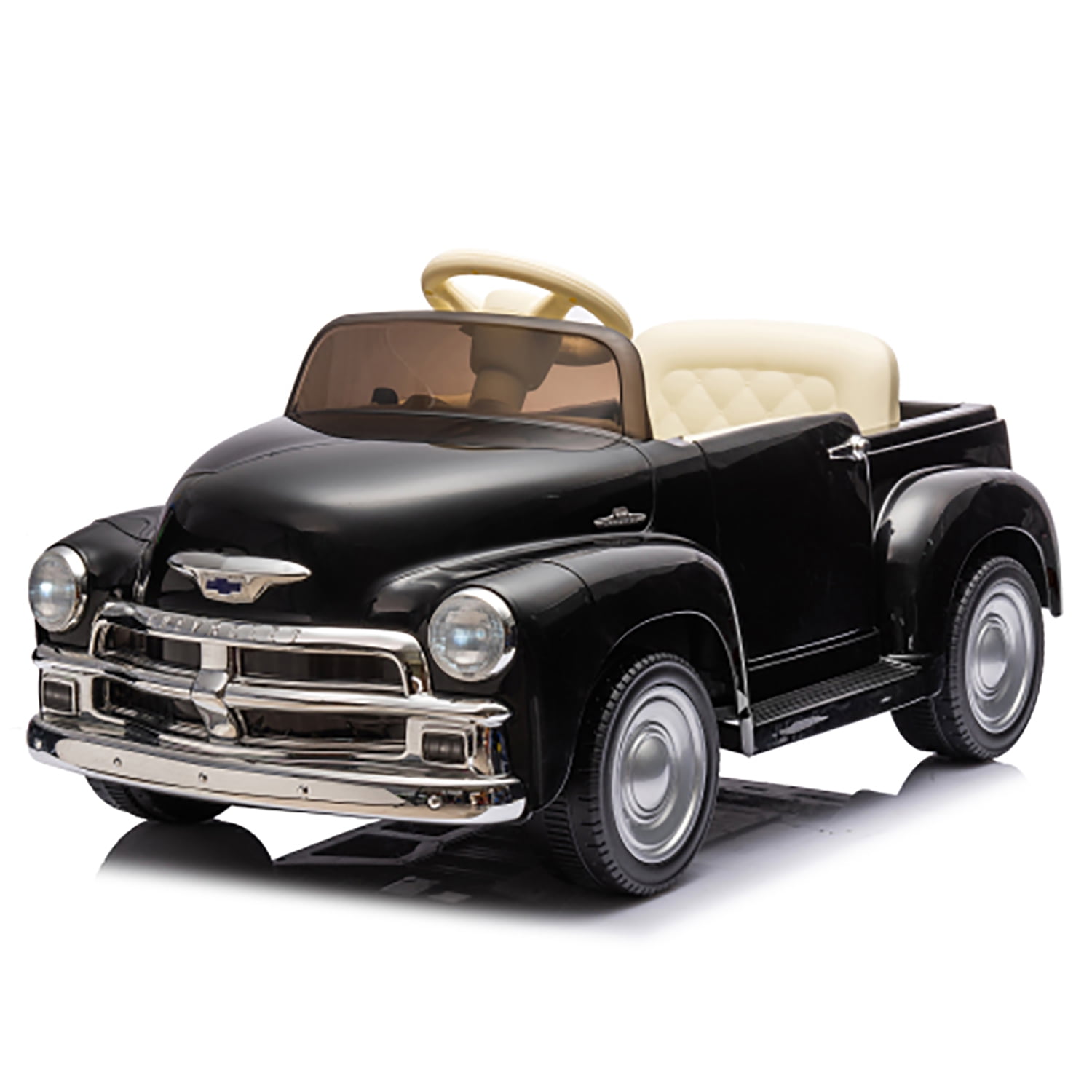CIPACHO Licensed Chevrolet 3100 Pickup with Remote Control, 12V Kids Ride On Car, Vintage Modeling, 3 Speeds, LED Lights, Bluetooth, USB, Age 3+, Black CIPACHO Licensed Chevrolet 3100 Pickup with Remote Control, 12V Kids Ride On Car, Vintage Modeling, 3 Speeds, LED Lights, Bluetooth, USB, Age 3+, Black
