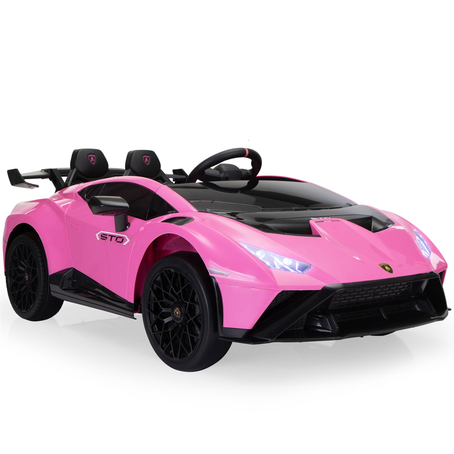 CIPACHO Licensed Lamborghini 24V Kids Electric Car, 2 Seater Ride On Car for Kids with Remote Control, LED Lights, Music, USB, High-Low Speed, Drifting, Pink