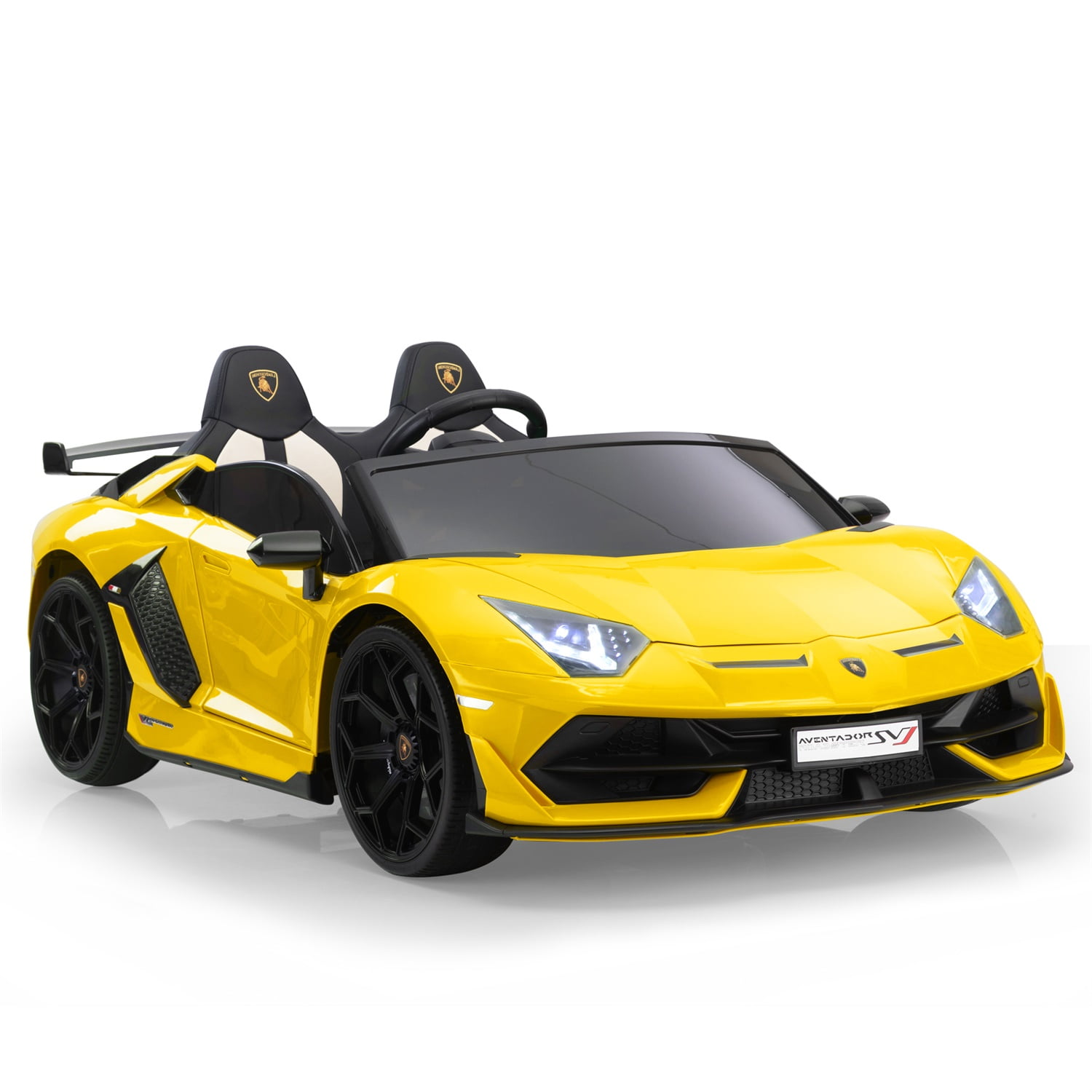 CIPACHO Licensed Lamborghini 24V Kids Ride On Car, 2 Seater Ride On Car for Kids with PU Seats, Remote Control, High-Low Speed, LED Lights, MP3, USB, Yellow