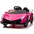 thumbnail image 1 of CIPACHO Licensed Lamborghini Poison Small Dual Drive 12V Powered Ride Ons Sports Car with 2.4G Remote Control, Pink, 1 of 10