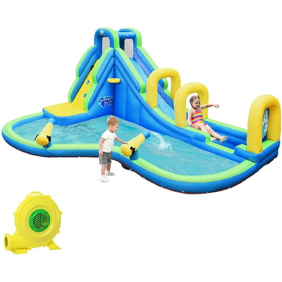 CIPACHO Multifunctional Inflatable Water Bounce with Blower, Kids Bounce House Water Slide