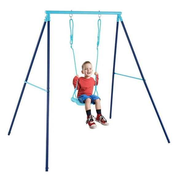 CIPACHO Outdoor Heavy Duty Metal Toddler Swing Set with Stand, Children's Play Center, Ideal Gift for Kids-Blue