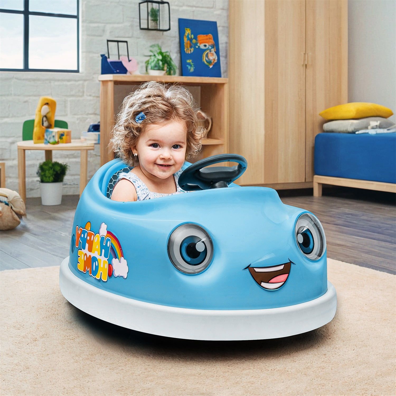 CIPACHO Ride On Bumper Car for Kids, 12V Electric Vehicle Ride on Toys with Remote Control, Colorful Flashing Lights, Battery Powered, with Pushrod Dinner Plate USB, Blue CIPACHO Ride On Bumper Car for Kids, 12V Electric Vehicle Ride on Toys with Remote Control, Colorful Flashing Lights, Battery Powered, with Pushrod Dinner Plate USB, Blue