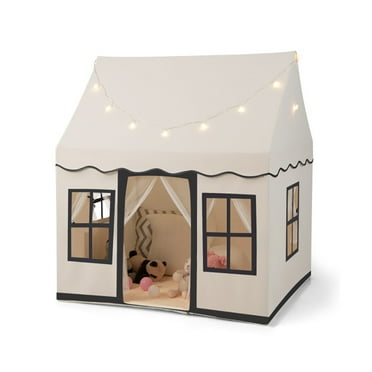 CIPACHO Toddler Large Playhouse with Star String Lights, Holiday Birthday Gift for Kids Ages 2-6, Brown