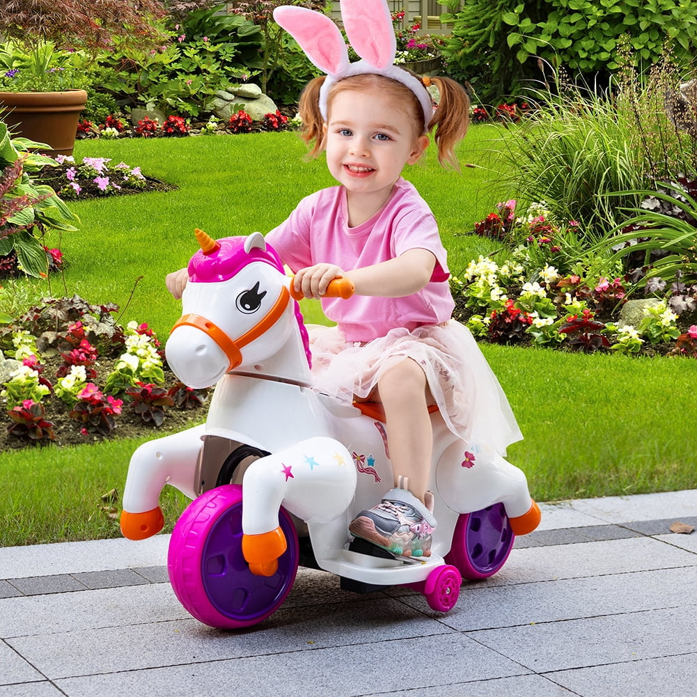 CIPACHO Unicorn Kids Ride On Toy, Electric Rocking Horse Car with Music, Accelerator Pedal, Girls Gift for 3-6 Years Old, Multicolor CIPACHO Unicorn Kids Ride On Toy, Electric Rocking Horse Car with Music, Accelerator Pedal, Girls Gift for 3-6 Years Old, Multicolor
