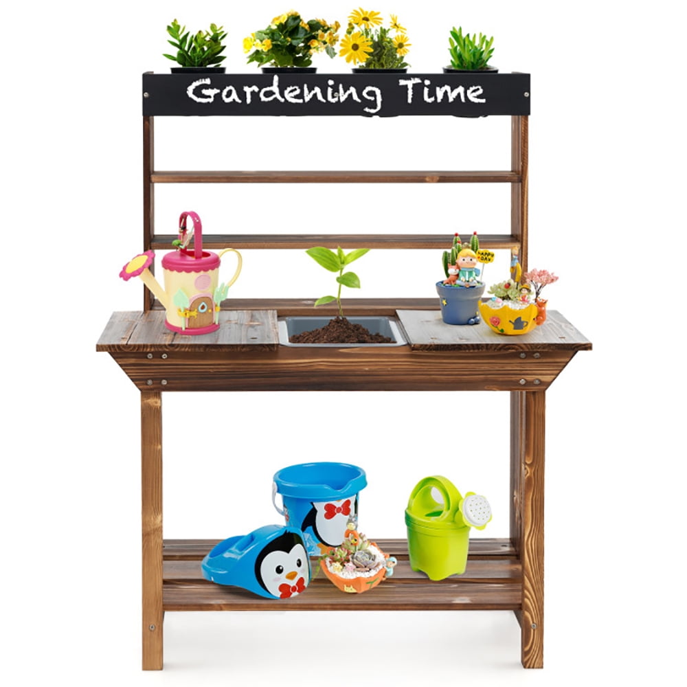 CIPACHO Wooden Potting Bench Table Outdoor Mud Kitchen with Solid Fir Wood Frame, Play Kitchen Sets for Kids Ages 3-8, Natural CIPACHO Wooden Potting Bench Table Outdoor Mud Kitchen with Solid Fir Wood Frame, Play Kitchen Sets for Kids Ages 3-8, Natural
