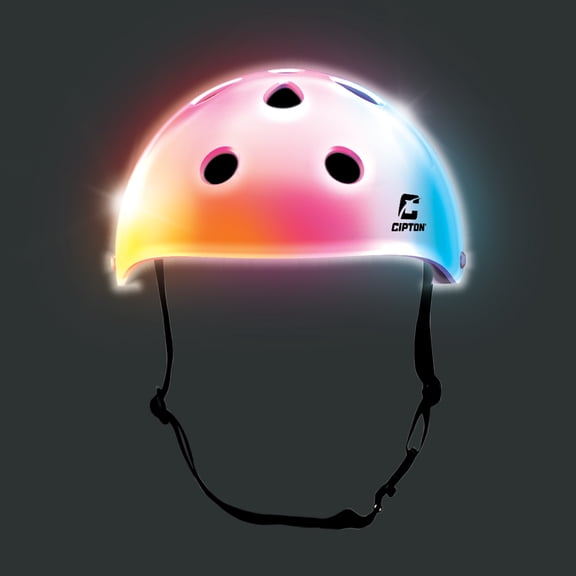 CIPTON LED Light Up Bike & Skate Helmet, USB Rechargeable Full Spectrum LED Helmet with 6 Light Modes, Adjustable 54-58 cm, Ages 8+, Multicolor