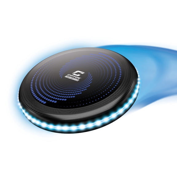 CIPTON LED Light Up Flying Disc, 190g Official Size Outdoor Frisbee, Battery Powered Blue LEDs, High Visibility Water Resistant Disc for Night Play