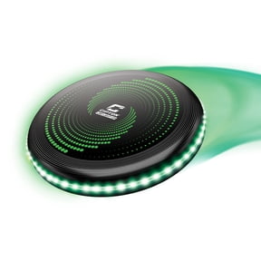 CIPTON LED Light Up Flying Disc, 190g Official Size Outdoor Frisbee, Battery Powered Green LEDs, High Visibility Water Resistant Disc for Night Play