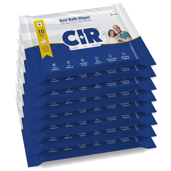 CIR Soft Body Cleansing Wet Bed Bath Wipes for Adults | Body Sponging | Extra Large, 10 Wipes/Pack (Pack of 8), 80 Wipes, White, One Size
