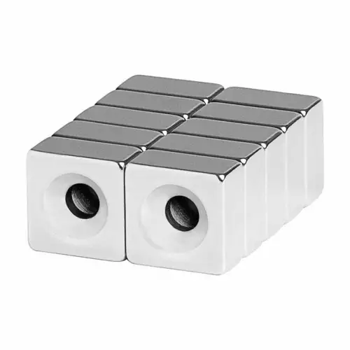 CIRCLE- 1/2 X 1/2 X 1/4 Inch Neodymium Rare Earth Countersunk Block Magnet N52 (10 Pack)