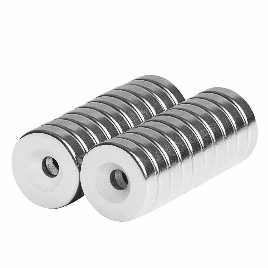 CIRCLE- 1/2 X 1/8 Inch Neodymium Rare Earth Countersunk Ring Magnets N42 (20 Pack)