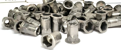 CIRCLE- 1/4"-20 Half Hex Body Rivet Nut Stainless Steel 1/4 X 5/8" Rivnut 1/2 Hex 50 Pk