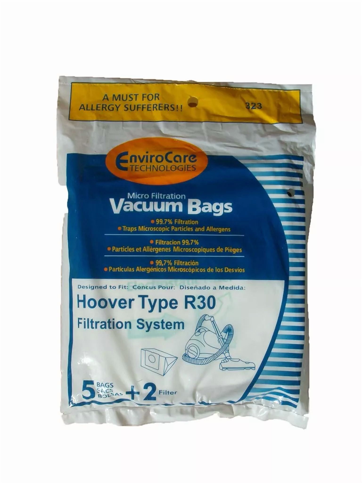 CIRCLE- 10 Hoover R30 Allergy Vacuum Bag + 4 Filter Model S1361