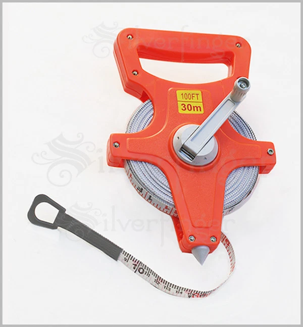 CIRCLE- 100 Foot Fiberglass Measuring Tape Measure Reel — Landscaping Building Surveying