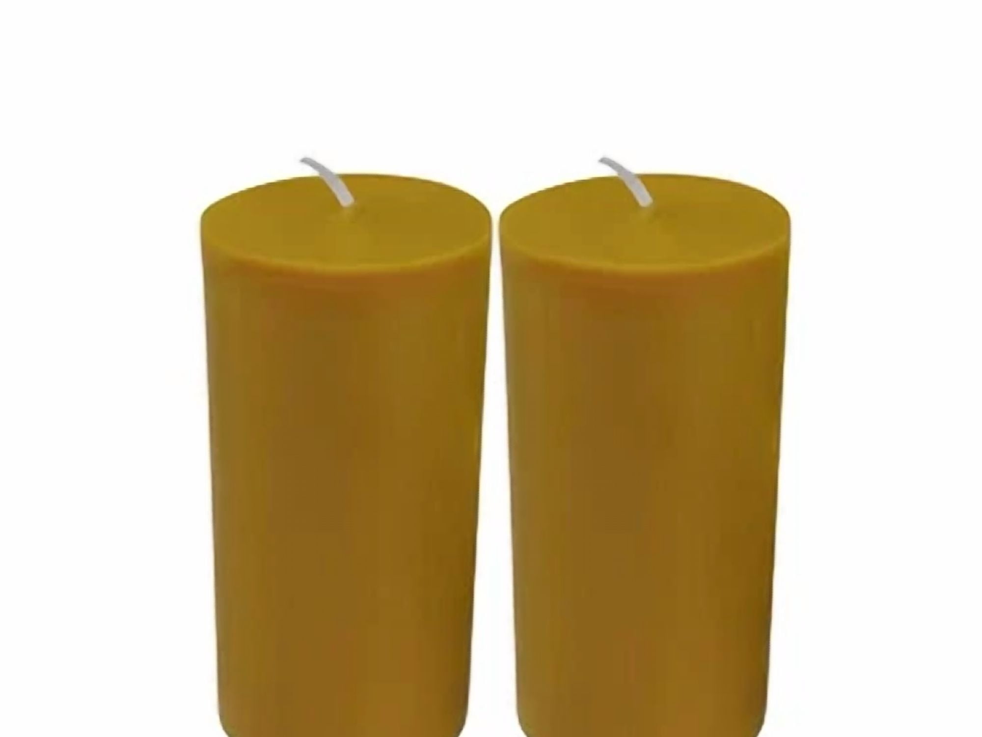 CIRCLE- 100% Natural Unscented Beeswax 2X4 Pillar Candles 2 Per Box Cotton Wicks