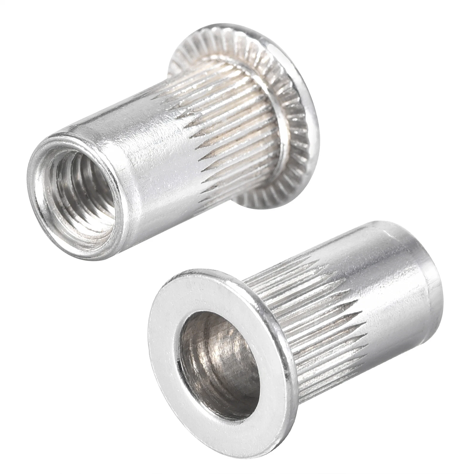 CIRCLE- 100 Pcs #10-32 Rivet Nuts Threaded Insert Nut Aluminium Alloy Knurled Flat Head