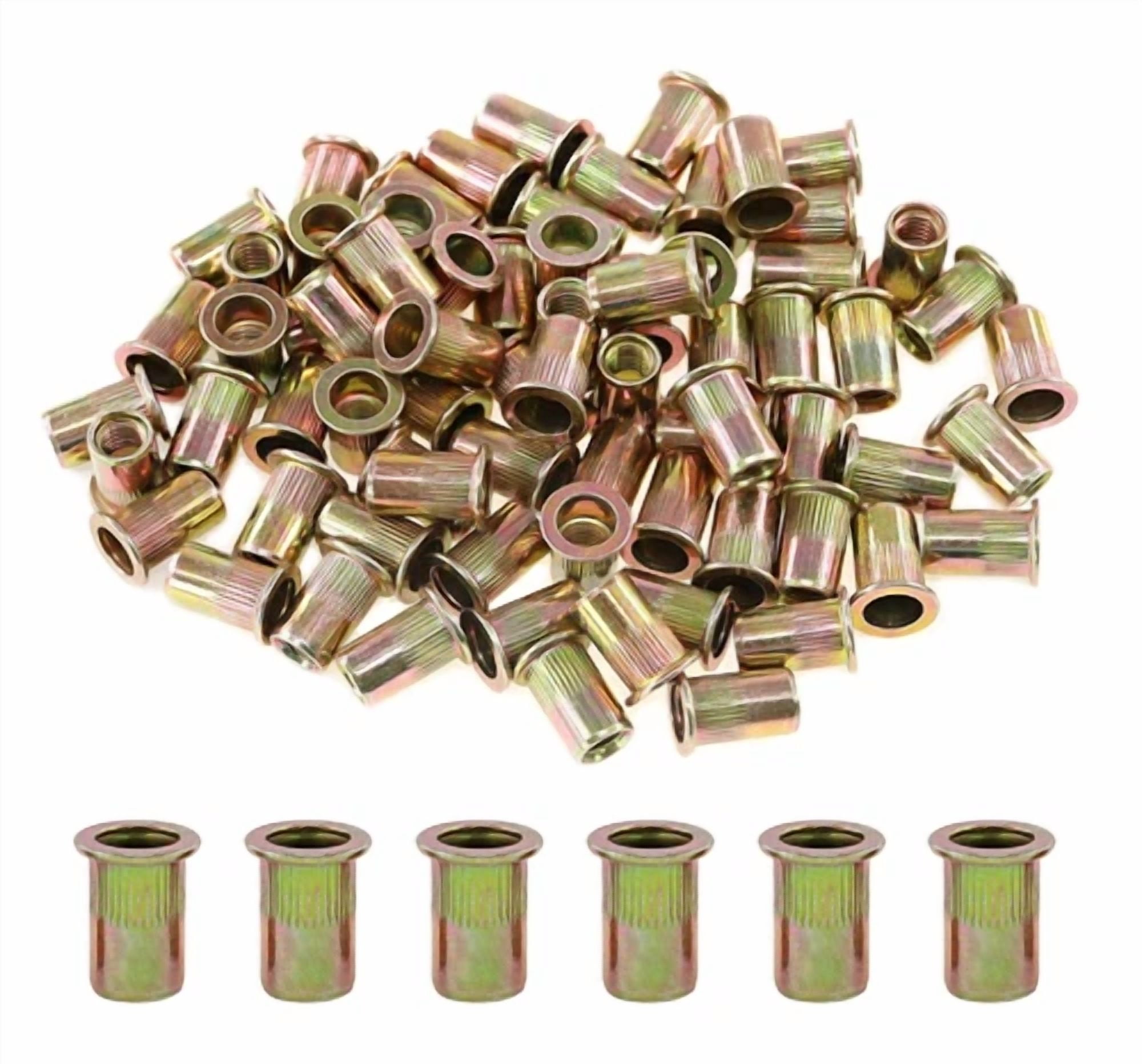 CIRCLE- 100 Pcs 5/16-18 Unc Carbon Steel Rivet Nut Flat Head Threaded Insert Nutsert Sae