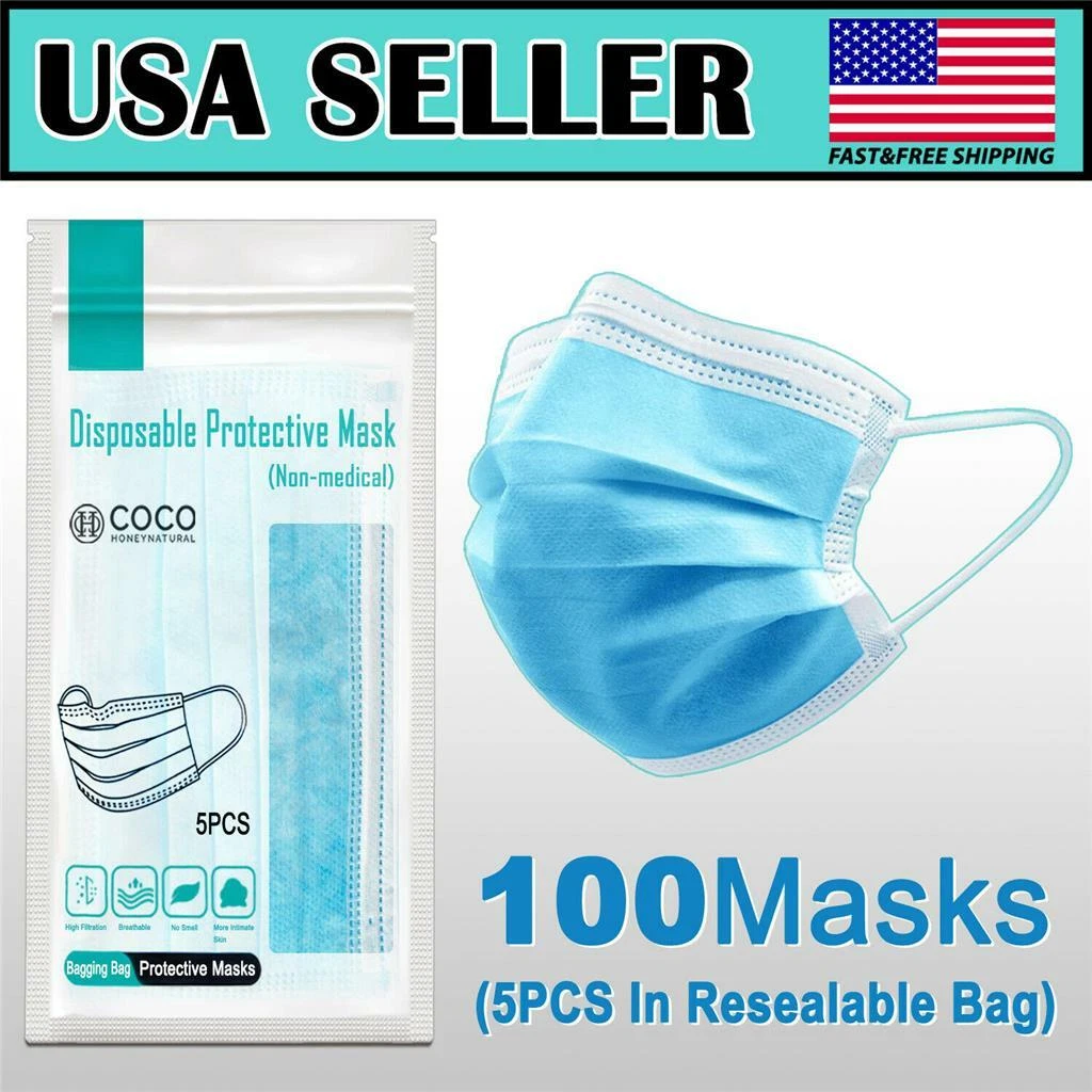CIRCLE- [100 Pcs] Protective Disposable Face Masks 3-Ply Nose Mouth Cover