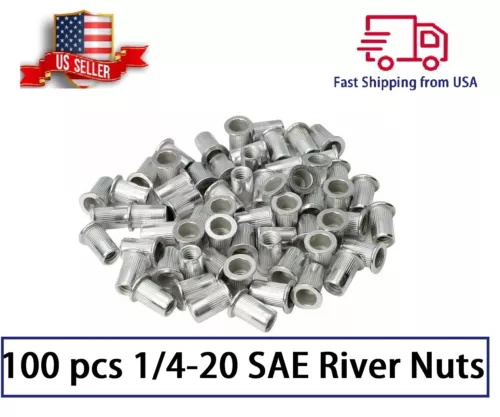 CIRCLE- 100 Qt 1/4-20 Aluminum Flange Nutserts Rivet Nut Rivnut Nutsert