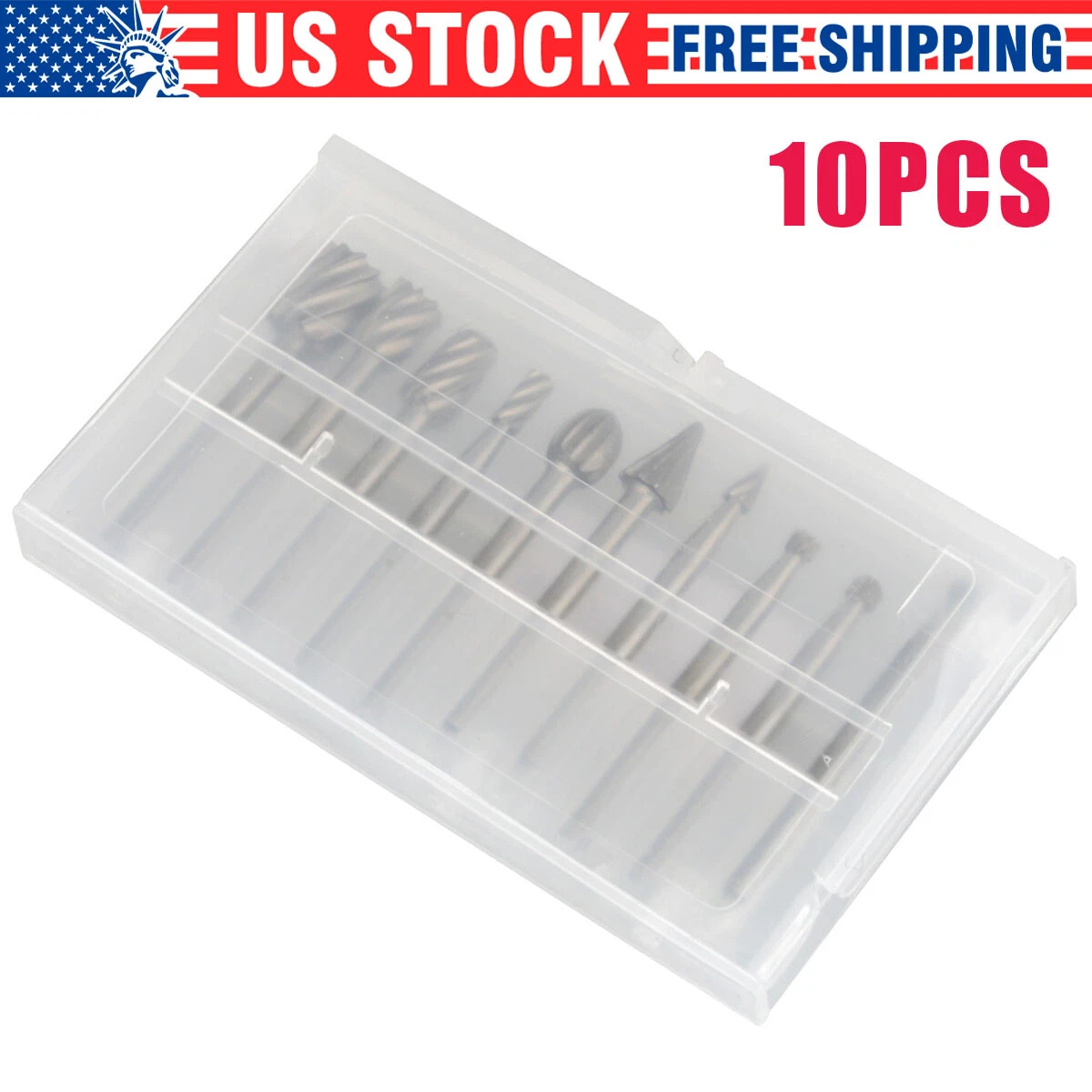 CIRCLE- 10Pcs Tungsten Carbide Rotary Bits Set Grinder Bit 1/8" Shank Dremel Rotary Tool