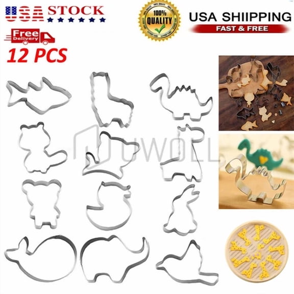 CIRCLE- 12 Pcs Cookie Cutters Shapes Kids Home Baking Metal Animal Stainless Steel Mold