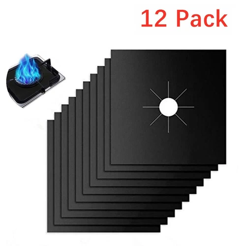 CIRCLE- 12-Pcs Gas Stove Top Burner Cover Protector Reusable Easy Clean Non-Stick Liner