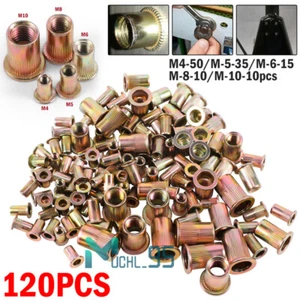 CIRCLE- 120 Pcs Zinc Steel Rivet Nut Kit Rivnut Nutsert Assort Metric M3/M4/M5/M6/M8/M10