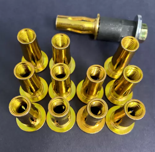 CIRCLE- 12Pcs 5/16-18 Multi-Grip Rivet Nuts Pre-Bulbed Shank Insert Nut Gold Zinc