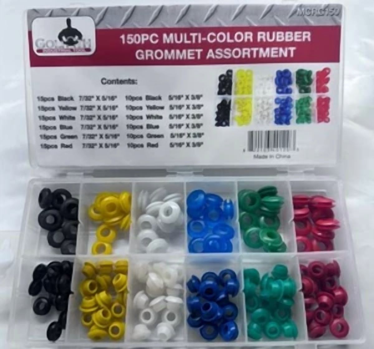 CIRCLE- 150Pc Goliath Industrial Multi-Color Rubber Grommet Assortment Kit - Mcrg150